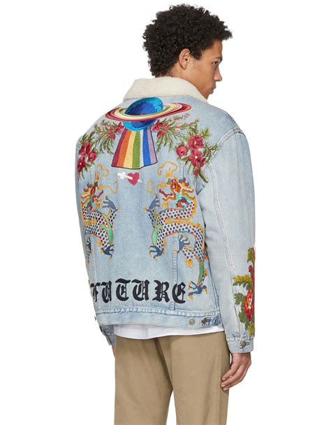 gucci applique denim jacket|Gucci denim jacket modern.